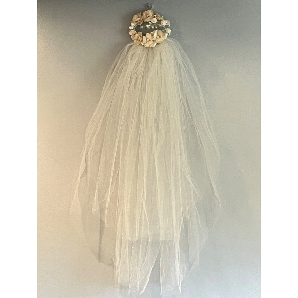 Bridal Ivory Floral Crown Veil